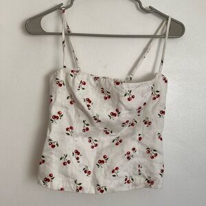 Reformation Overland Linen Top in Cherry Pit Size 4